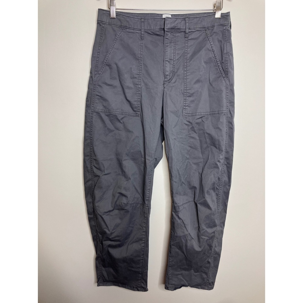 Gap Khaki Barrel Pants Women 8 Grey Excellent High Rise Utility Curved Leg